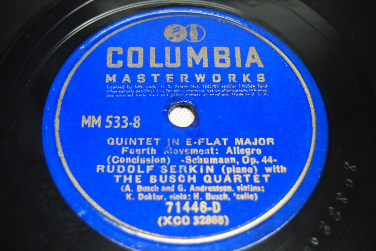  米Columbia12インチSP盤4枚組　R.シューマン「ピアノ五重奏 IN E FLAT MAJOR OP.44」ルドルフ・ゼルキン(pf) ブッシュ四重奏団 MM533-1-8_画像10