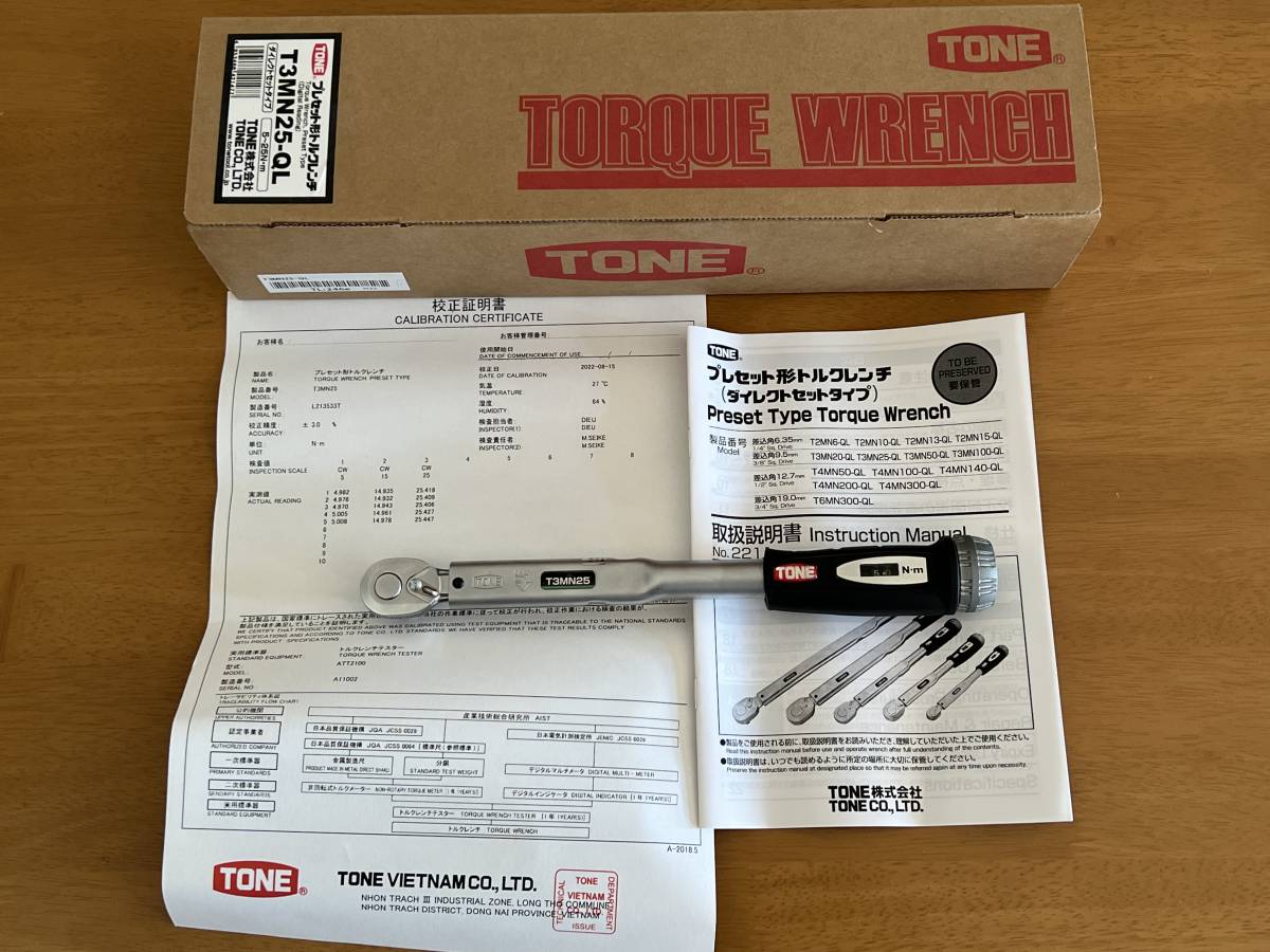 TONE トネ プリセット形トルクレンチ 新同品 T3MN25-QL ダイレクトセットタイプ(5-25Nm)　差込角9.5 3/8_画像1