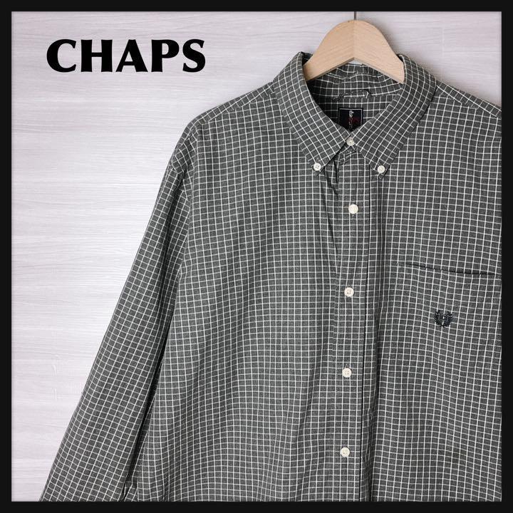 CHAPS グレー　チェック　ボタンダウンシャツ　長袖　メンズ古着　L ゆったり_画像1