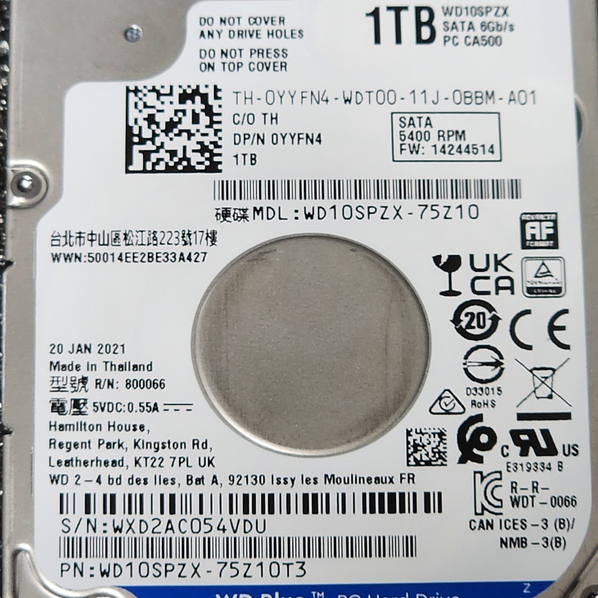 WesternDigtal WD Blue WD10SPZX-75Z10T3 1TB 2 5インチ内蔵HDD WesternDigtal WD Blue WD10SPZX-75Z10T3 1TB 2 5インチ内蔵HDD