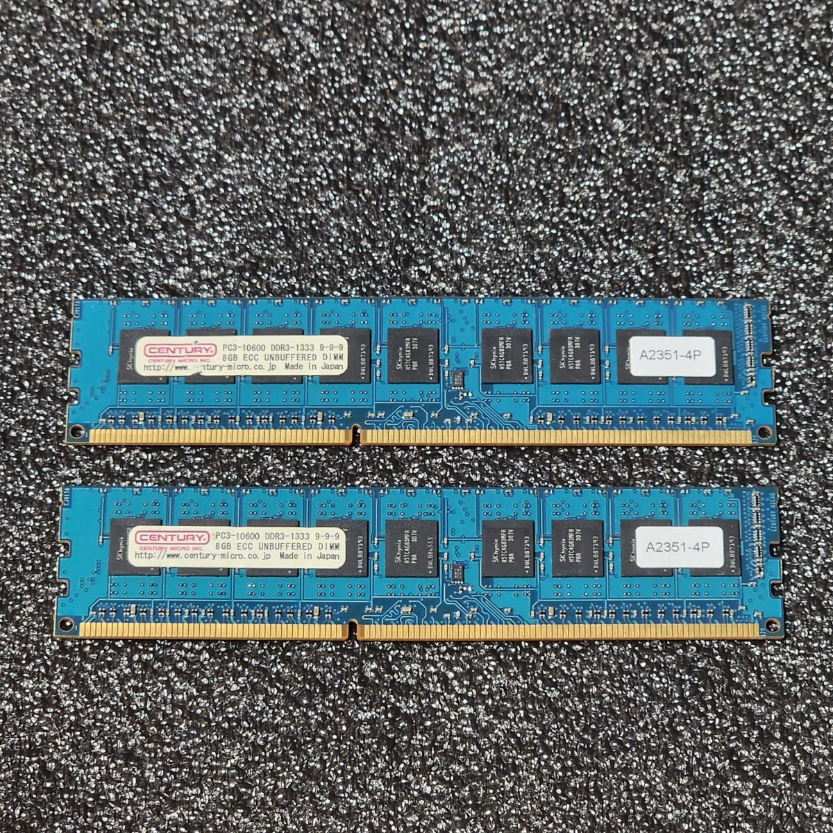 CENTURY MICRO DDR3-1333MHz 16GB (8GB×2枚キット) ECC Unbuffered 動作確認済み デスクトップ用 PCメモリ _画像1