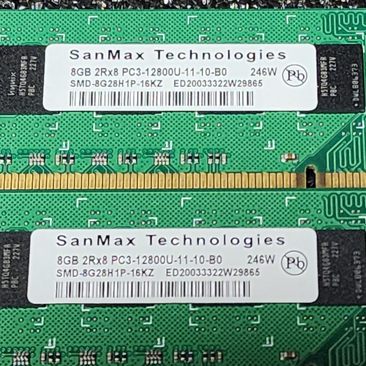 SanMax DDR3-1600MHz 32GB (8GB×4枚キット) SMD-8G28H1P-16KZ 動作確認済み デスクトップ用 PCメモリ (1)_画像3