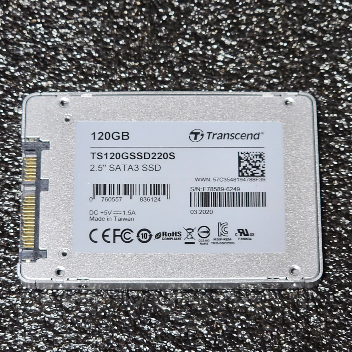 Transcend SSD220S(TS120GSSD220D) 120GB SATA SSD 正常品 2.5インチ内蔵SSD フォーマット済み PCパーツ 動作確認済み 128GB_画像2