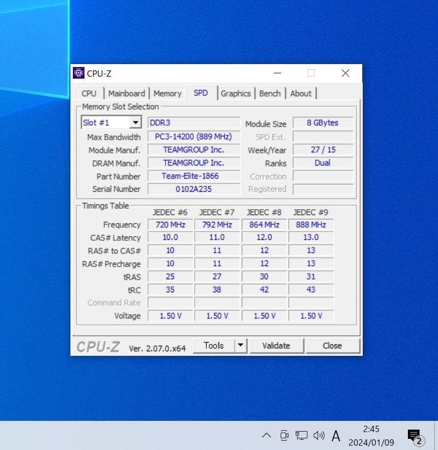 TEAMGROUP DDR3-1866MHz 16GB (8GB×2枚キット) TED38192M1866C13 動作確認済み デスクトップ用 PCメモリ _画像4