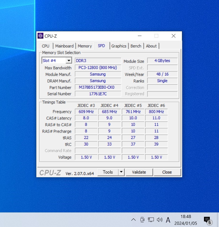 SAMSUNG DDR3-1600MHz 16GB (4GB×4枚キット) M378B5173EB0-CK0 動作確認済み デスクトップ用 PCメモリ _画像8