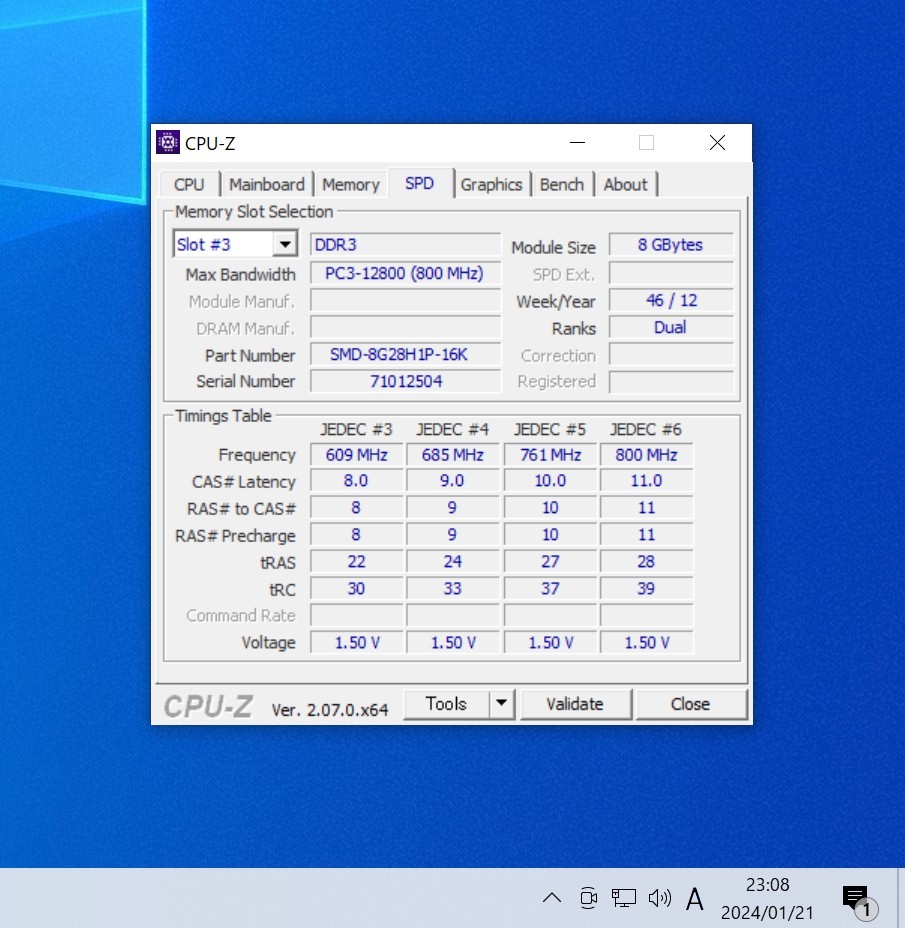 SanMax DDR3-1600MHz 32GB (8GB×4枚キット) SMD-8G28H1P-16KZ 動作確認済み デスクトップ用 PCメモリ (1)_画像7