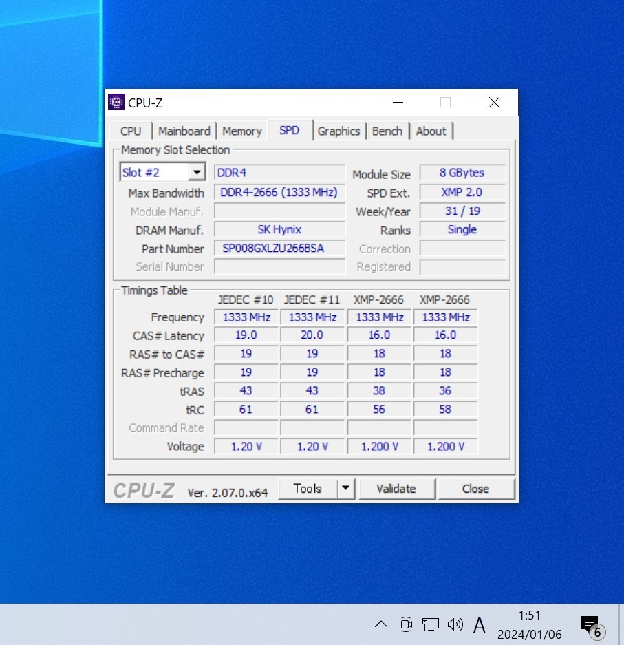 SiliconPower X POWER DDR4-2666MHz 16GB (8GB×2枚キット) SP008GXLZU266BSA 動作確認済み デスクトップ用 PCメモリ _画像4