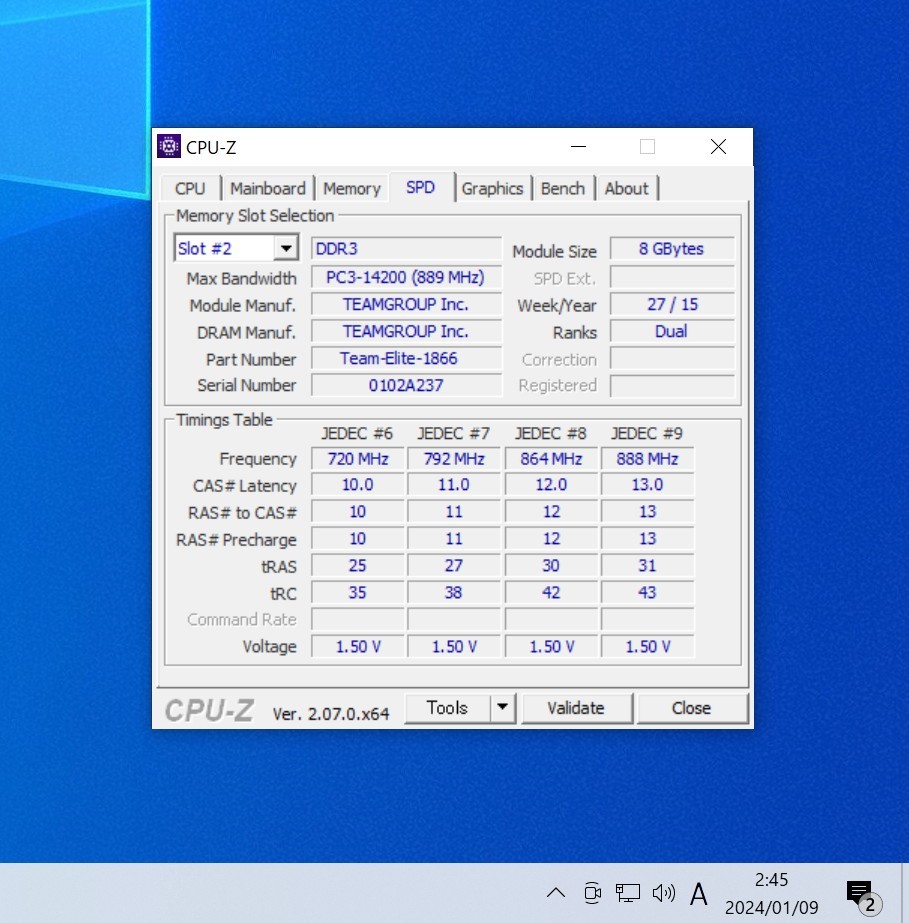 TEAMGROUP DDR3-1866MHz 16GB (8GB×2枚キット) TED38192M1866C13 動作確認済み デスクトップ用 PCメモリ _画像5