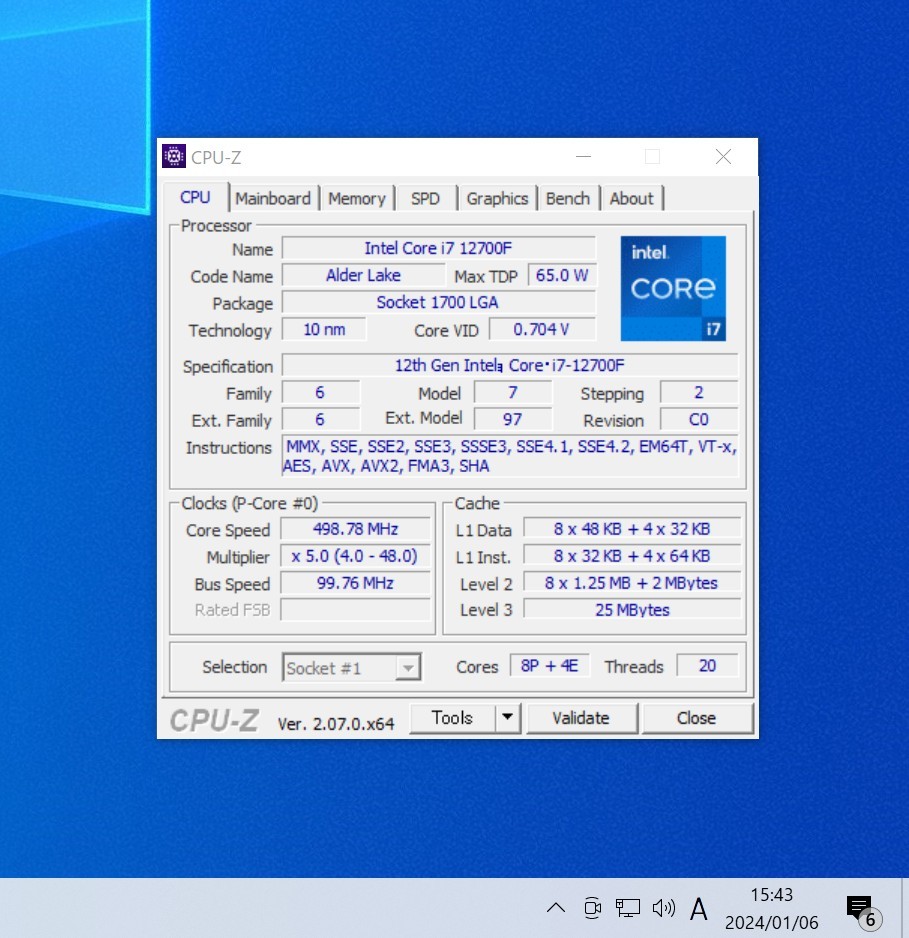 CPU Intel Core i7 12700F 2 1GHz 12コア20スレッド AlderLake CPU Intel Core i7 12700F 2 1GHz 12コア20スレッド AlderLake