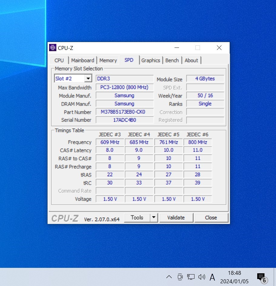 SAMSUNG DDR3-1600MHz 16GB (4GB×4枚キット) M378B5173EB0-CK0 動作確認済み デスクトップ用 PCメモリ _画像6