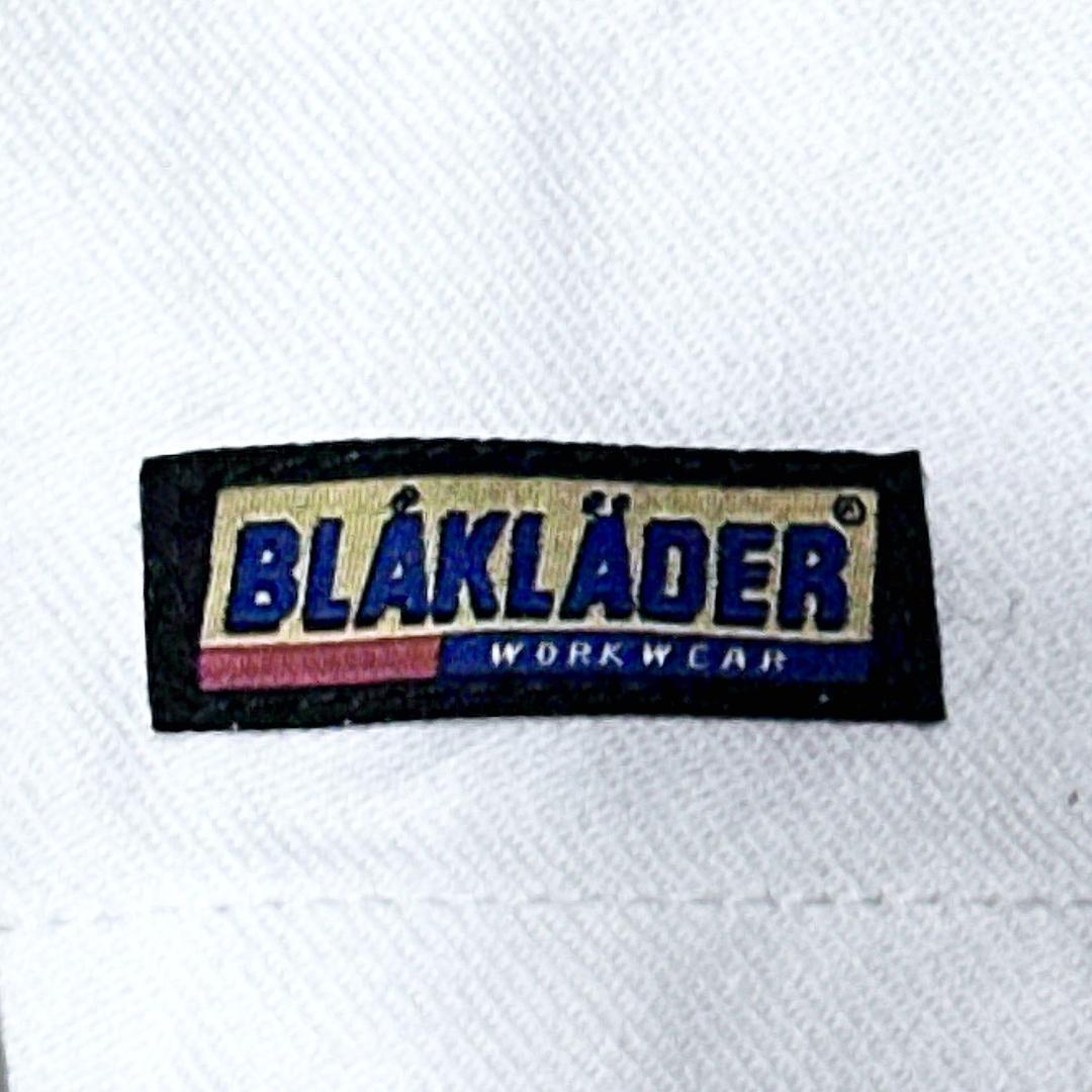 BLAKLADER フレンチワークコート 企業ロゴホワイト ユーロ古着j38① L〜XL相当