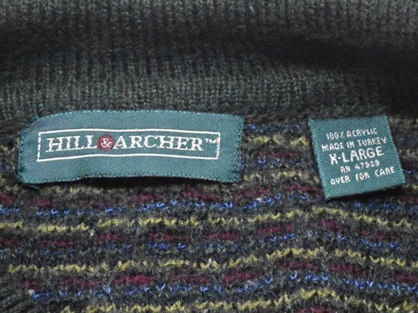 90'sUSA古着 HILL&ARCHER トルコ製 襟付き ビンテージ セーター sizeXL 緑 グリーン ターキー ビッグ 大きいサイズ アメリカ 90年代_画像5