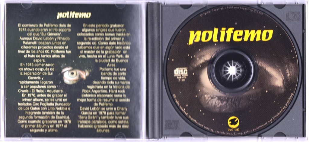 Polifemo ポリフェモ - 1st ボーナス・トラック4曲追加収録 / 2nd ボーナス・トラック2曲追加収録 再発リマスターCD 二枚セット
