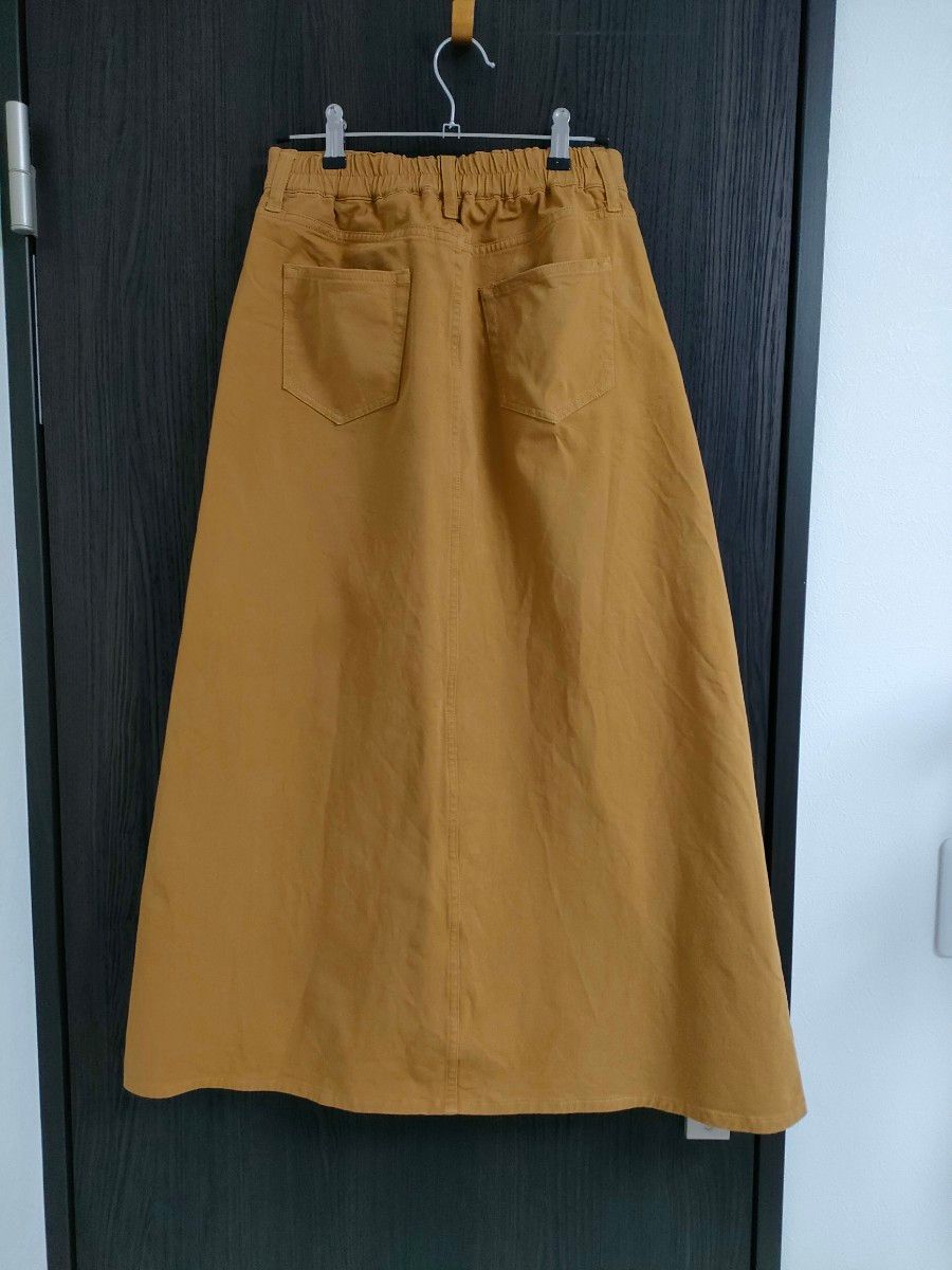 【無印良品】縦横ストレッチチノAラインスカート　ダークマスタード　Мサイズ