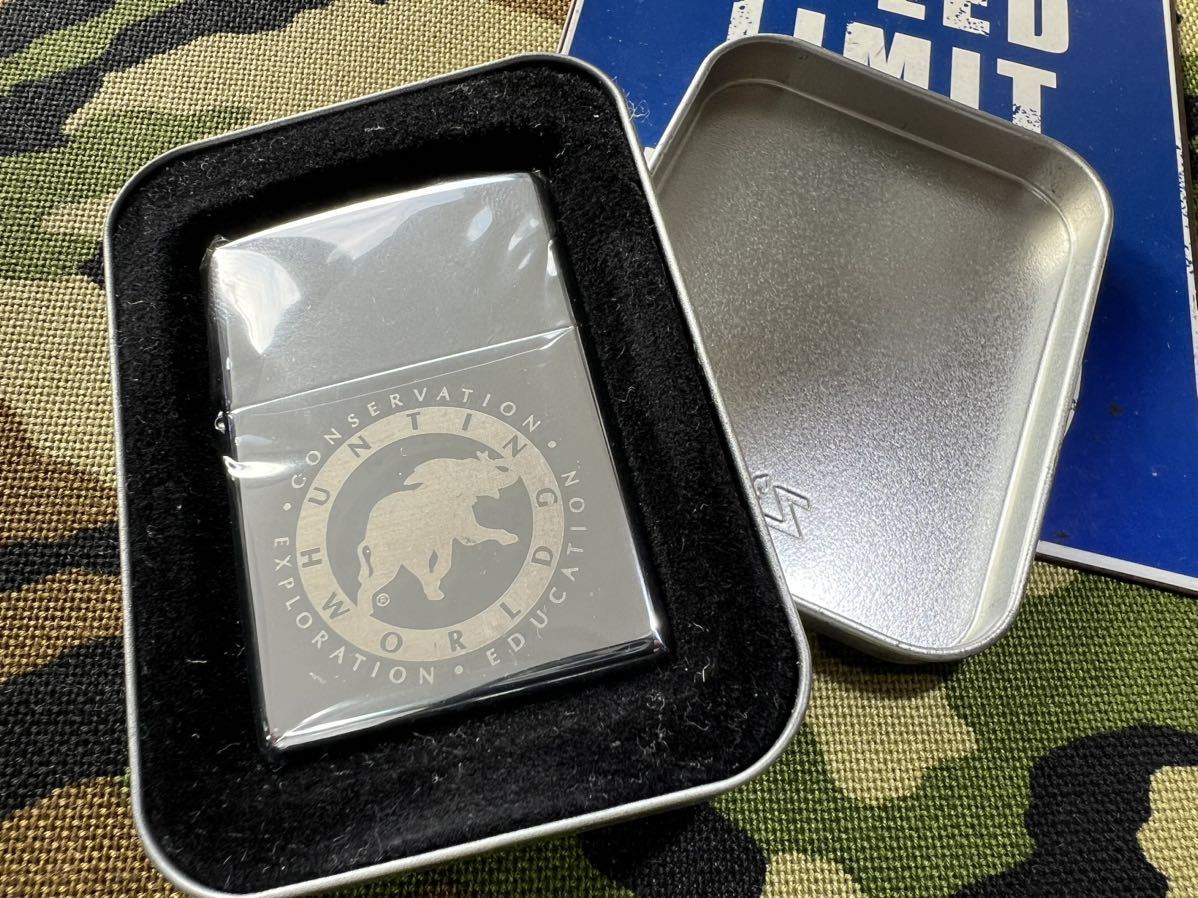 ●新品●送料込●生産終了/絶版品●HUNTING WORLD(ハンティングワールド) シルバー ロゴ ジッポーライター mercismith2zippo 6-HWOTM250