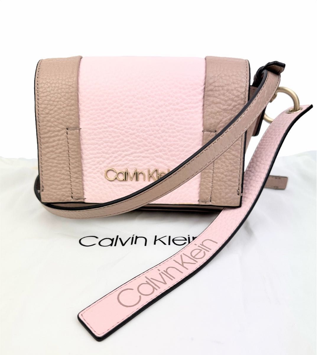 カルバンクライン Calvin Klein レディース ミニショルダー  レザーバッグ  ピンク ブラウン 斜め掛け 肩掛け