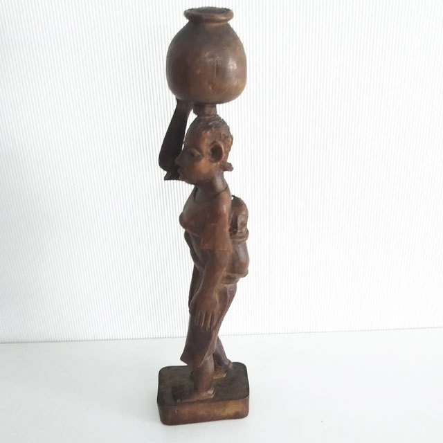 木製 人形 置物 赤ちゃん おんぶ 女性 木彫り ハンドメイド インテリア コレクション レトロ アンティーク ディスプレイ_画像2