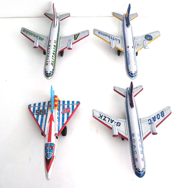 ブリキ 飛行機 4個 LUFTHANSA B・O・A・C ALITALIA NF195 旅客機 昭和レトロ 置物 コレクション ディスプレイ インテリア おもちゃの画像2