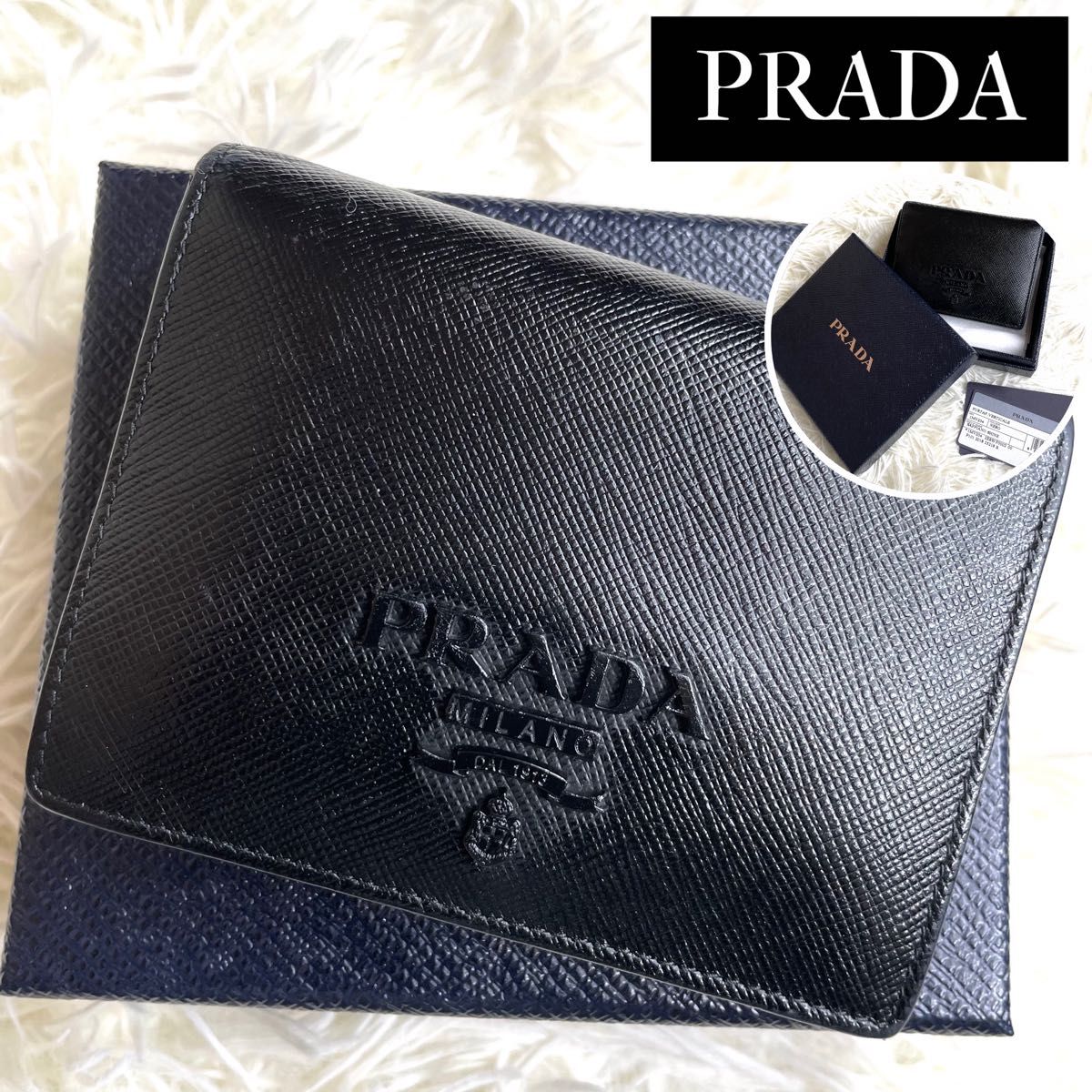 美品 入手困難 / PRADA プラダ シャインオールブラックコンパクト