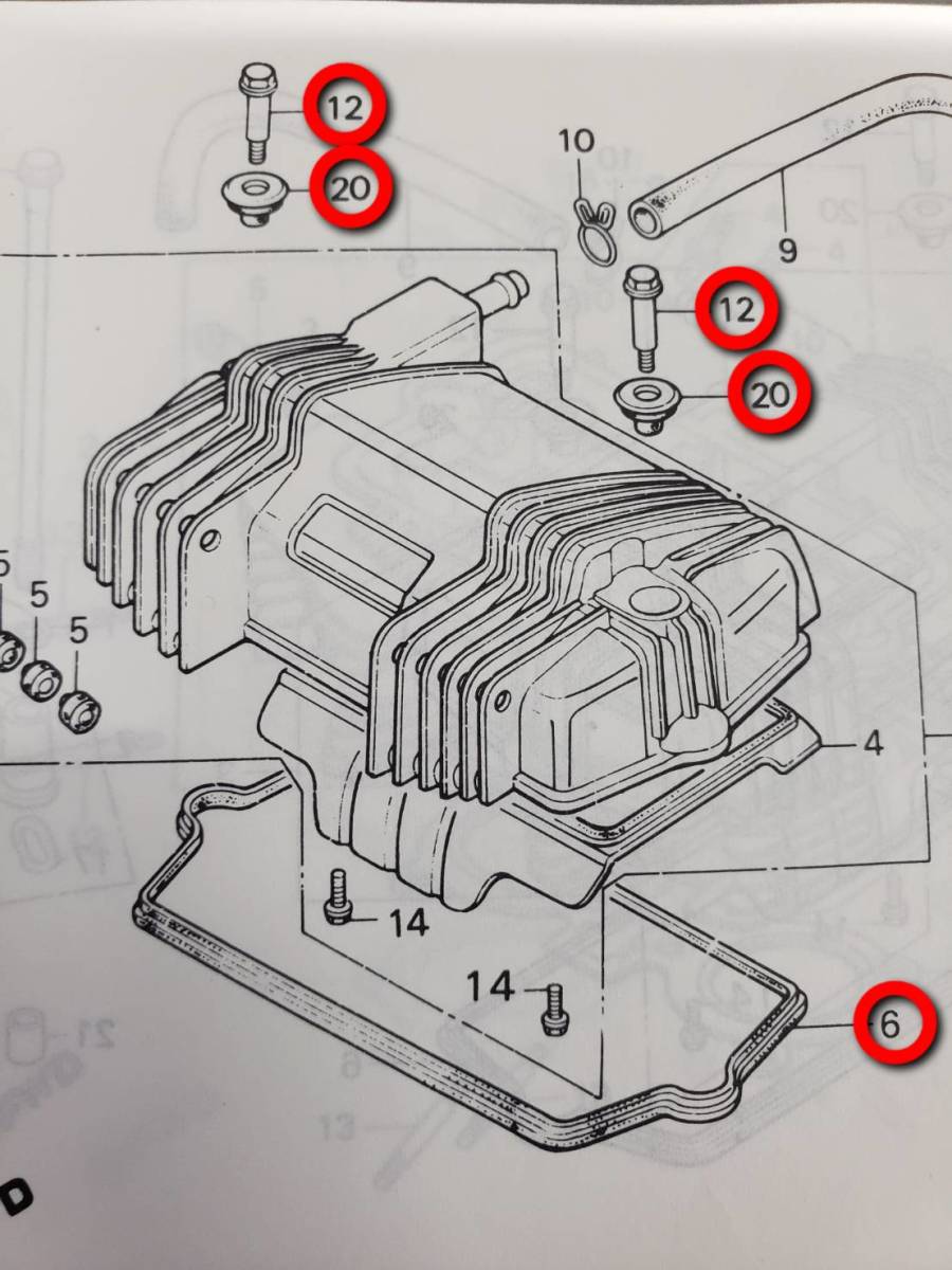 HONDA純正 ホーク系 共通 ヘッドガスケット・ボルト・ワッシャセット CB250T CB250N CB400T CB400N スーパーホーク３_画像2