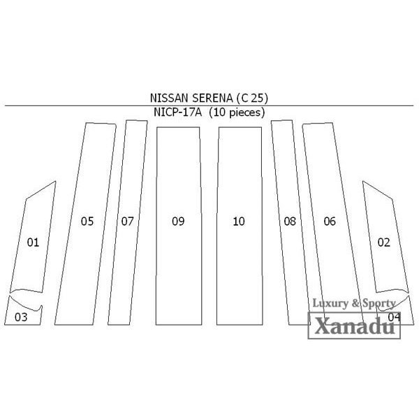 日産 セレナ SERENA C25用 ピラー パネル ブラックカーボン 東レ リアル素材 10点 未使用 AVEST アベスト匿名配送 ヤマト宅配 送料無料_画像2