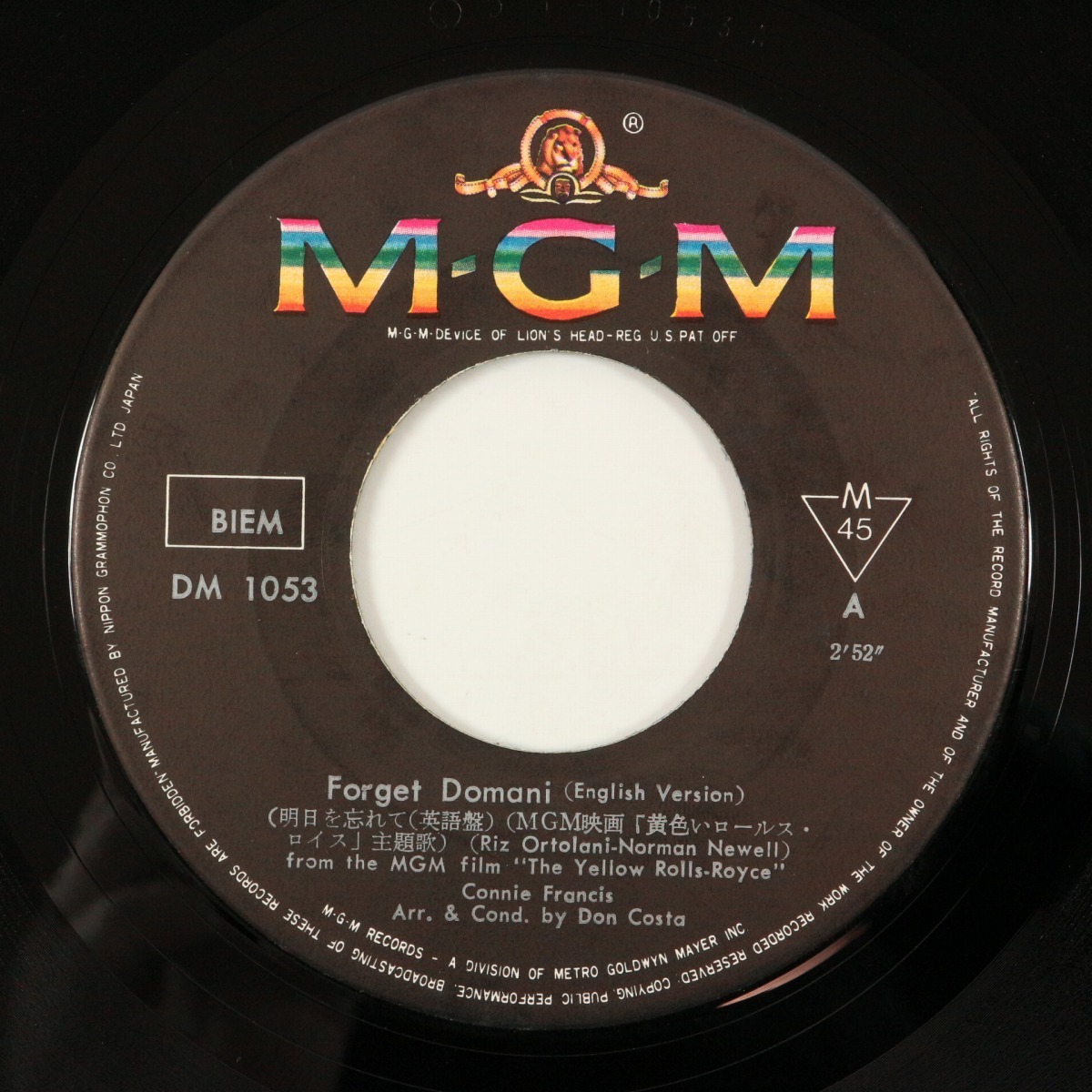 ◆EP◆CONNIE FRANCIS/コニー・フランシス◆明日を忘れて(英語)/(日本語)◆MGM Records DM-1053◆Forget Domani_画像4