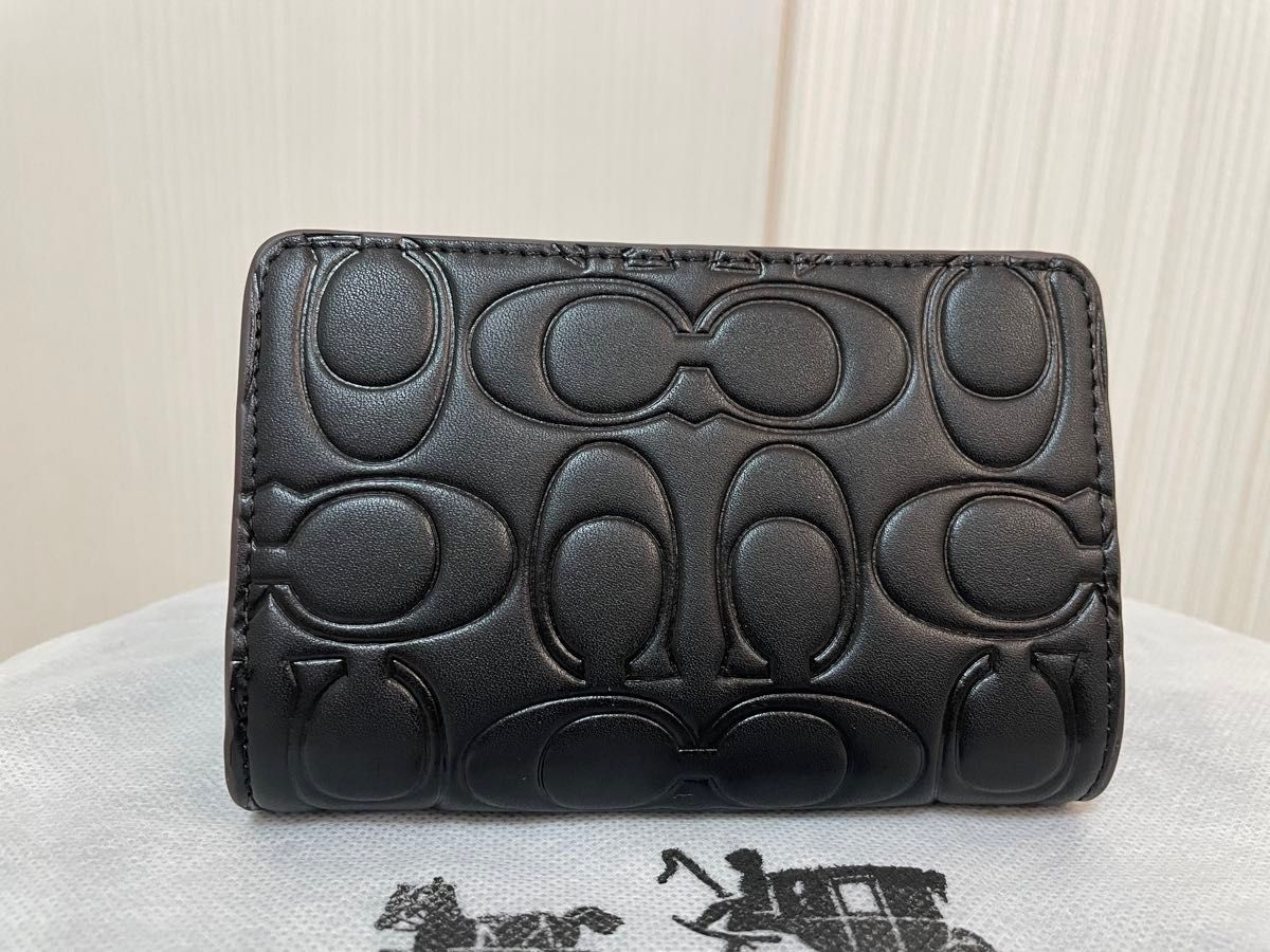 コーチ coach 財布 二つ折財布 ボタンタイプ ブラック系 新品 即 コーチ coach 財布 二つ折財布 ボタンタイプ ブラック系 新品 即