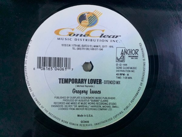 12inch グレゴリー・アイザックス Gregory Isaacs / TEMPORARY LOVER GONE CLEAR 606165040617_画像1