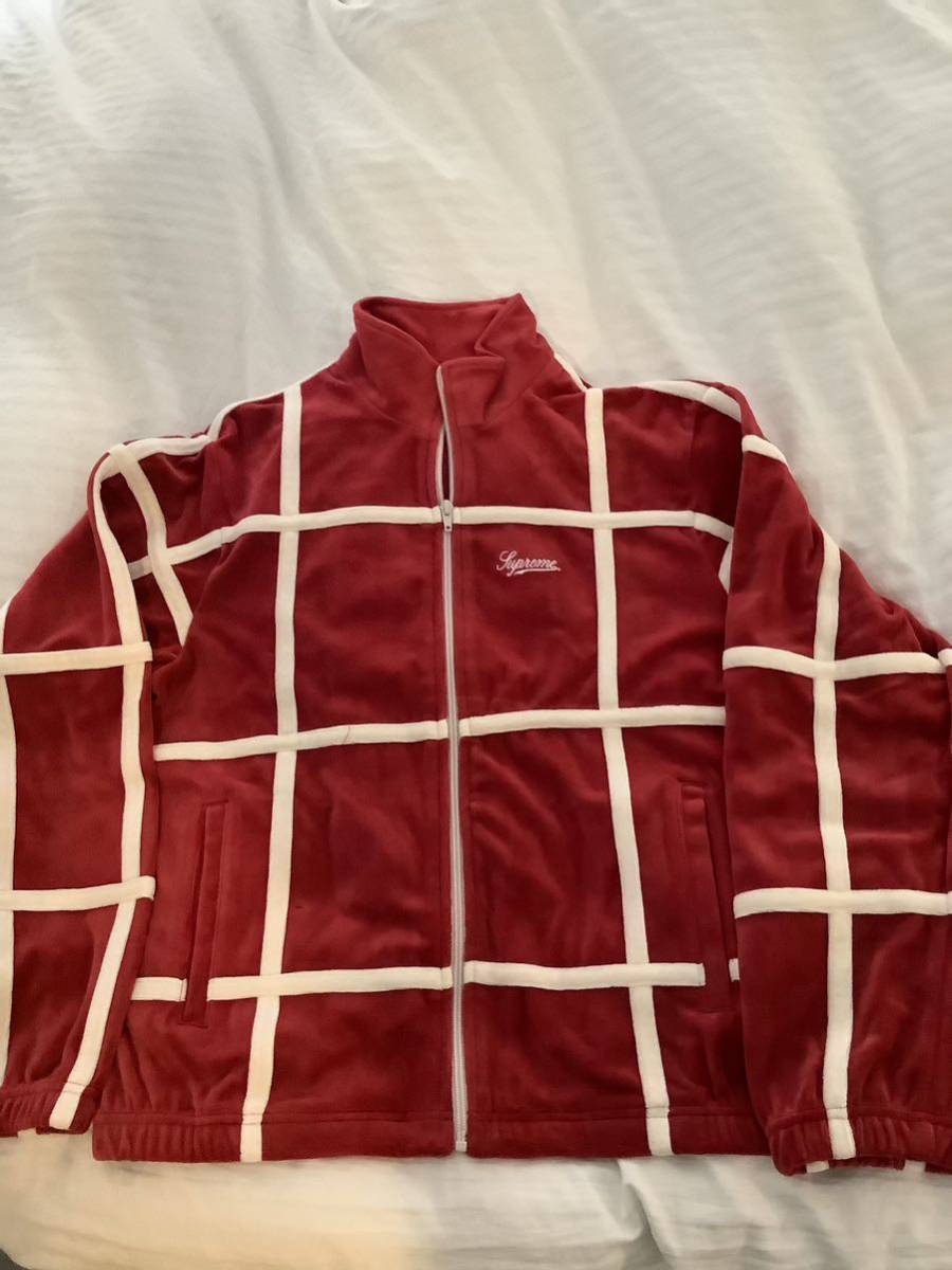 Supreme Grid Taping Velour Jacket Red ,M SIZE_画像1