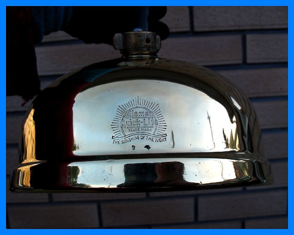 【Ｍ】コレクション放出　Slant118/119 スラント コールマン　クイックライト ブルーダイヤガラス　超鏡面リブ真鍮タンク　USA　1924/9　_画像5