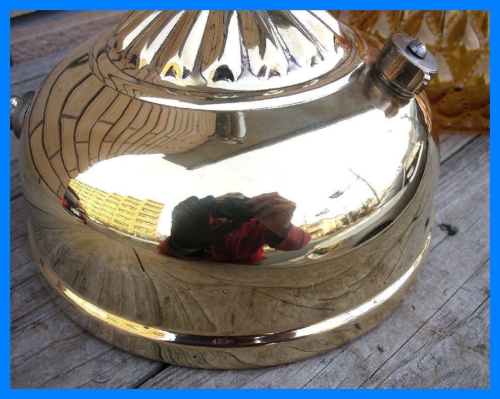 【Ｍ】コレクション放出　Slant118/119 スラント コールマン　クイックライト ブルーダイヤガラス　超鏡面リブ真鍮タンク　USA　1924/9　_画像2