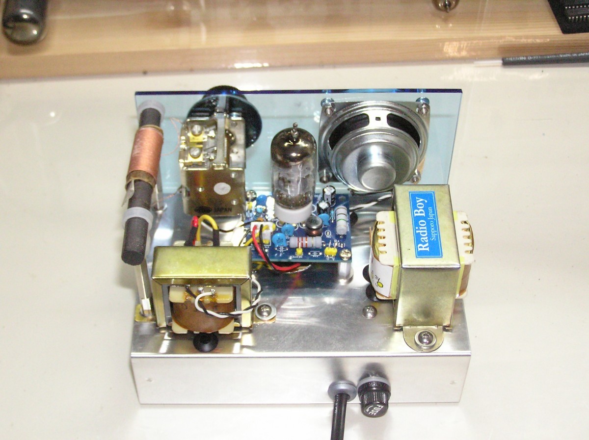 ガンガン鳴る　6GH8 真空管ラジオ基板(レフレックス＋再生）　　　　　　p.c.b : RK-176_実装例