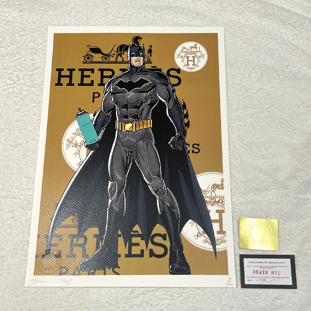 世界限定100枚 DEATH NYC バットマン BATMAN エルメス HERMES マーベル Tiffany ポップアート アートポスター 現代アート KAWS Banksy_画像1
