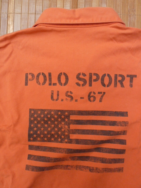 USED 訳有 90年代ヴィンテージ POLO SPORT スィングトップ US/M JP/2XL位 オレンジ_POLO SPORT ロゴ・ブラック