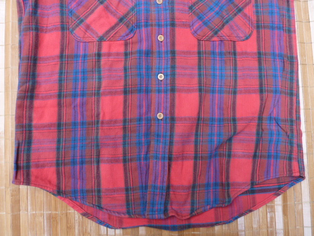 USED MADE IN USA 80's BIG MAC LARGE REGULAR 16-16 1/2 NECK レッド/ブルー_フロント裾 