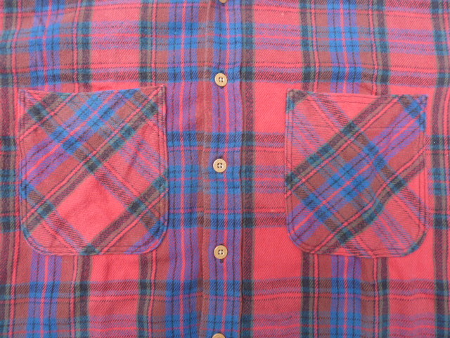 USED MADE IN USA 80's BIG MAC LARGE REGULAR 16-16 1/2 NECK レッド/ブルー_フロント 胸ポケット