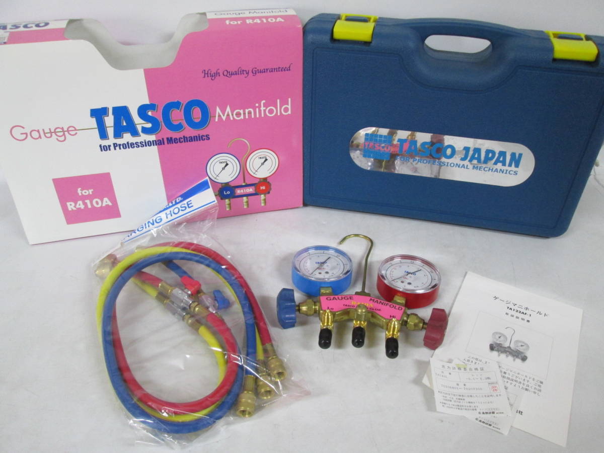 【0104i F8243】 TASCO タスコ GAUGE MANIFOLD ゲージマニホールド R410A TA122AF-1 TA140L/TA141L 測定器 基準器 圧力計 証書付_画像1