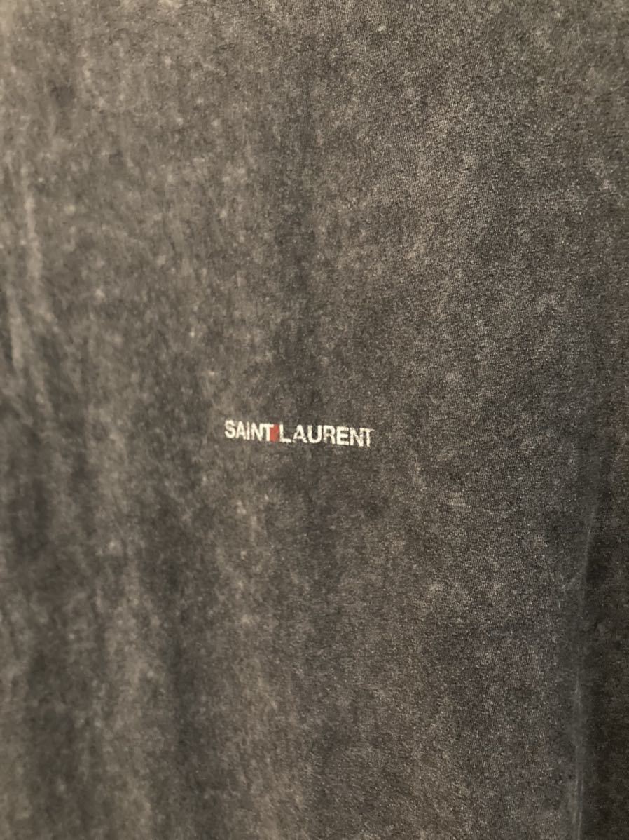 sun rolan SAINT LAURENTke ring tag attaching Logo T-shirt cotton 100% black men's M size 