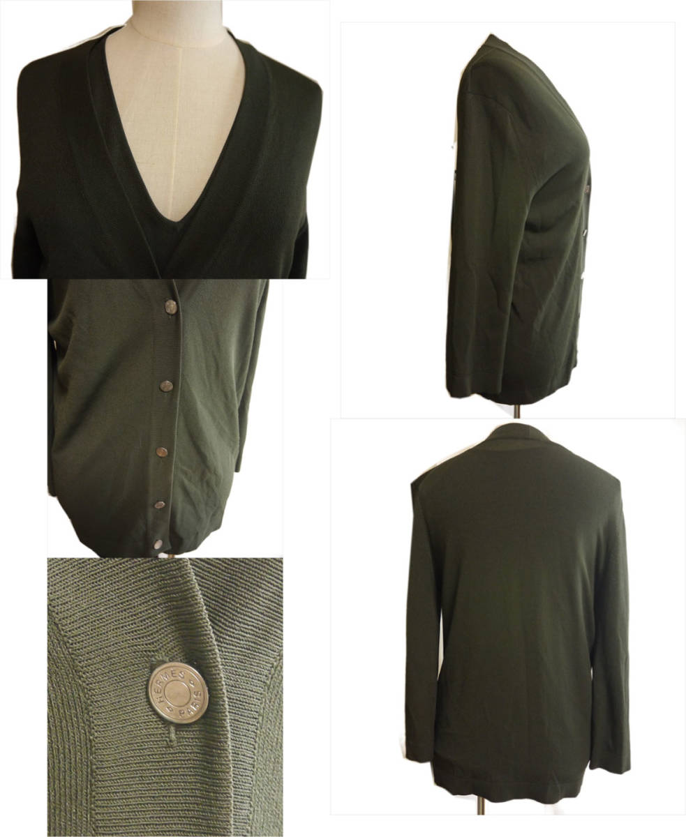  genuine article judgment settled finest quality goods Hermes ensemble cardigan no sleeve lady's khaki simple Serie button screw course Sara . thin 