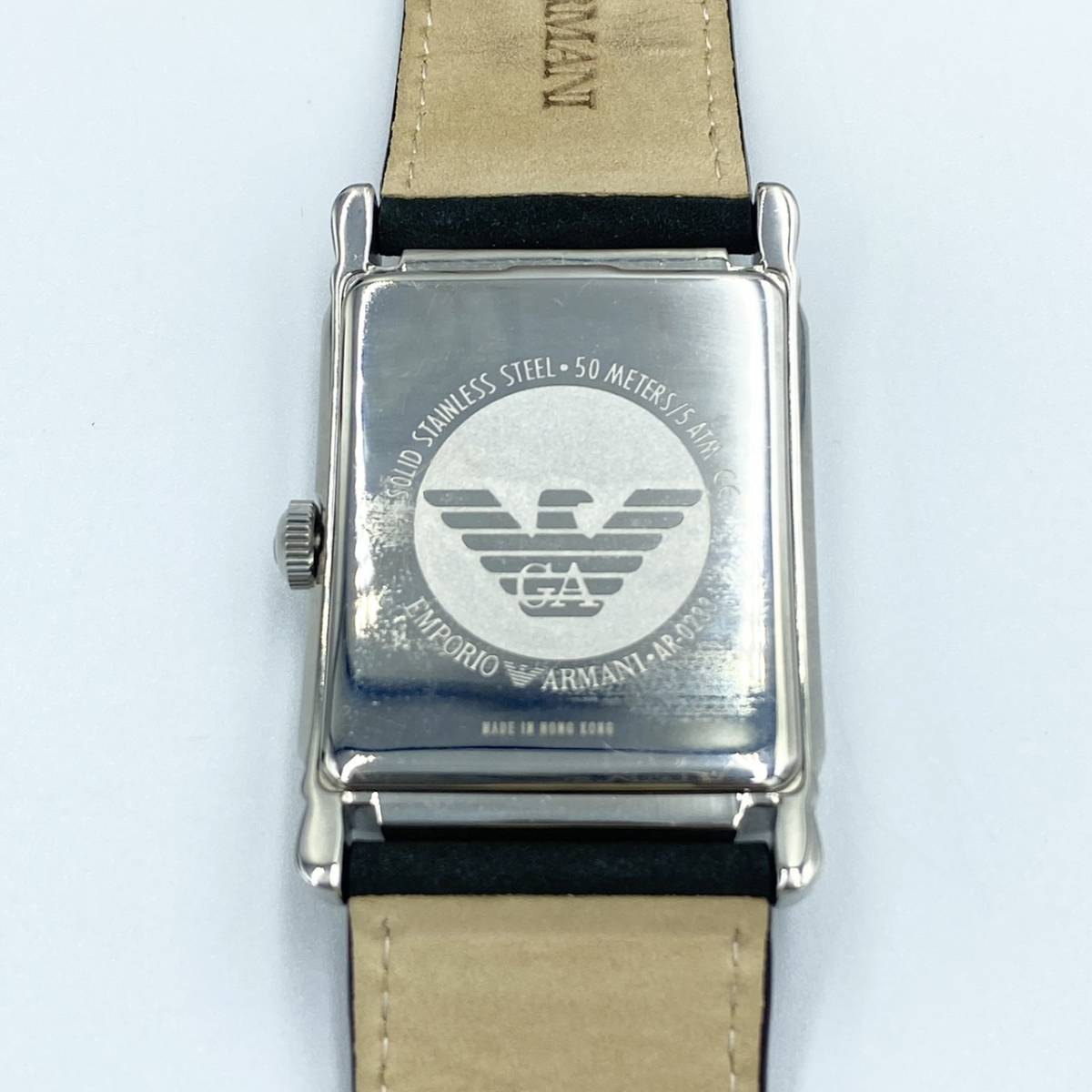 EMPORIO ARMANI エンポリオ・アルマーニ 腕時計 AR-0233 ビンテージ/メンズ腕時計　ステンレススチール 革ベルト 動作未確認_画像4