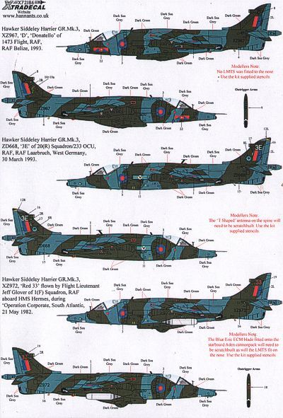 1/72　エクストラデカール　Xtradecal 　X72186　BAe Harrier GR.3 _画像3