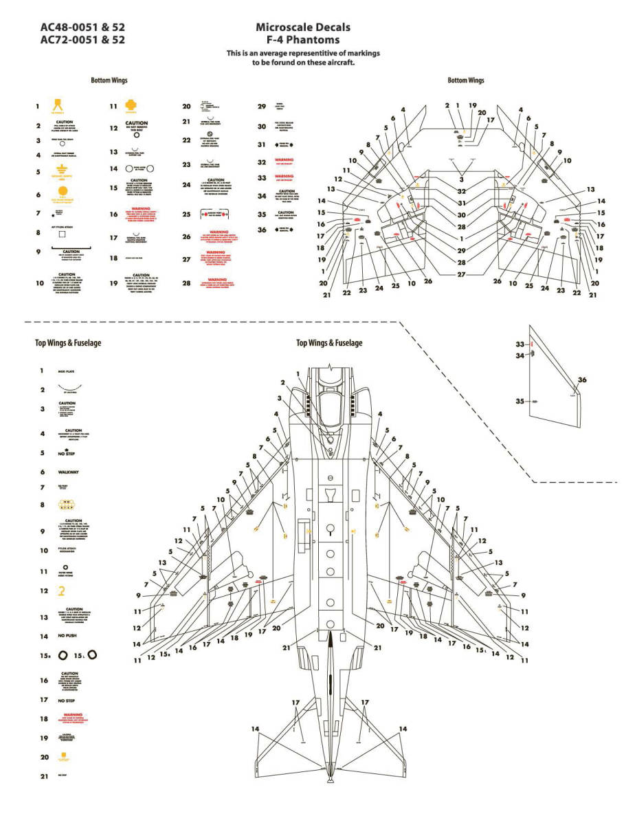 1/72 マイクロスケールデカール AC72-0052 F-4 Phantom II Assorted Verisons - Common Data Camouflage の画像3