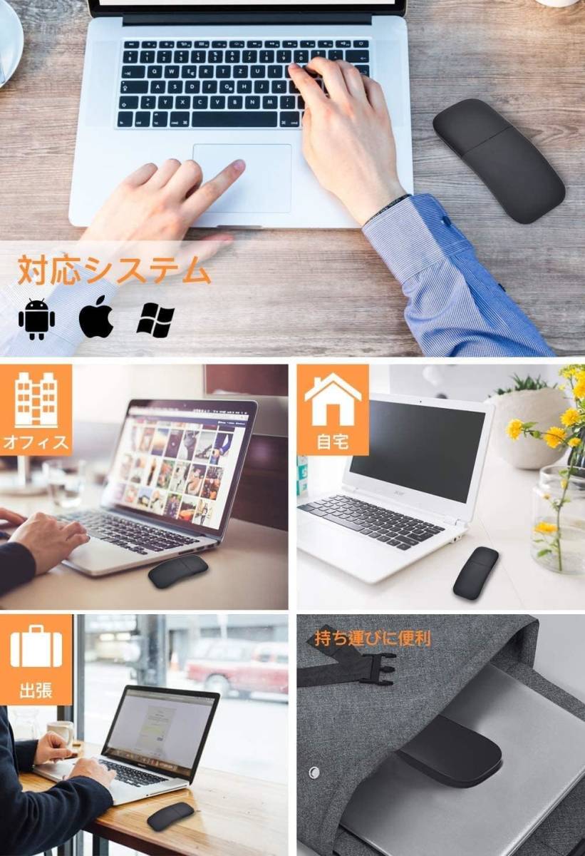 Thleunei ワイヤレス マウス Bluetooth 無線 静音 薄型 持ち運び便利 iPad/Mac/Windows/Surface/Microsoft Proに対応_画像7