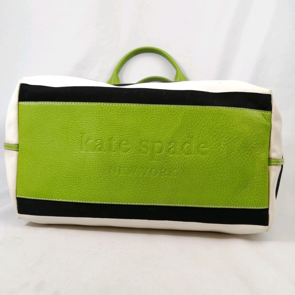 L ◎【商品ランク:B】ケイトスペード kate spade キャンバス 一部レザー ロゴデザイン セミショルダー 肩掛け トートバッグ 婦人鞄_画像7