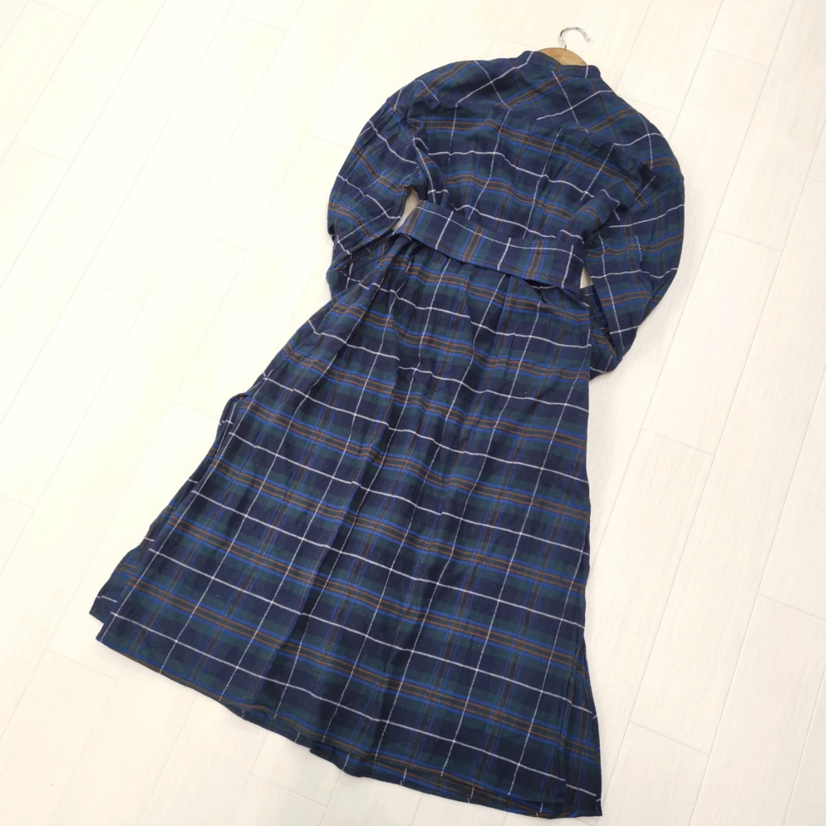 Q # 【商品ランク:B】マカフィー MACPHEE コットン 100％ チェック柄 ロング丈 ワンピース size36 レディース トップス 婦人服 _画像3