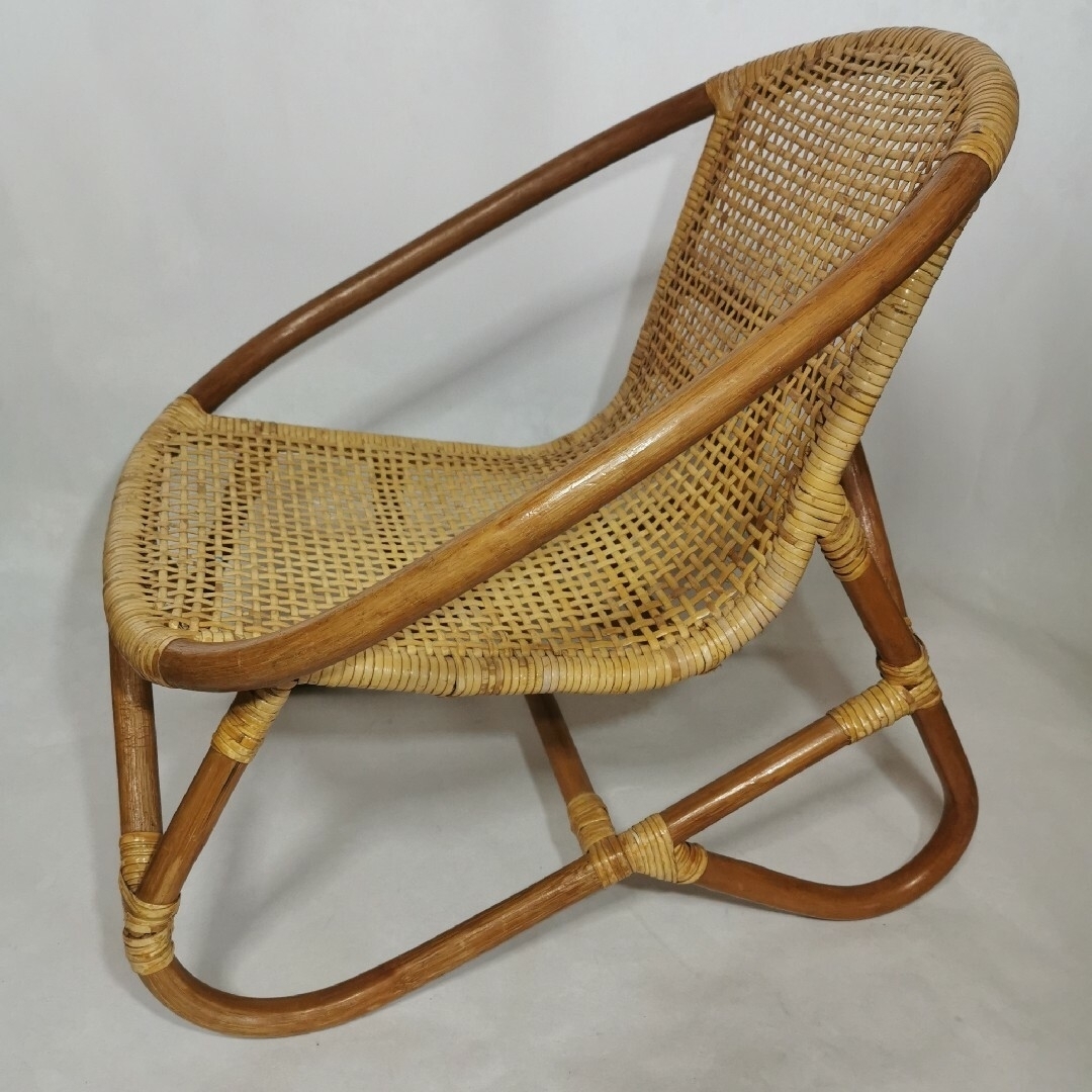 自然素材 籐製ベビーチェア 赤ちゃん～乳幼児 子ども椅子 ベージュ系USED良品の画像5