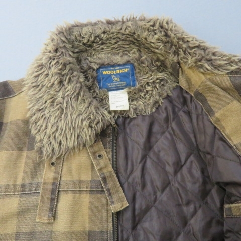 D551★WOOLRICH ウールリッチ　チェック　フルジップジャケット　茶系　メンズM★A_画像3