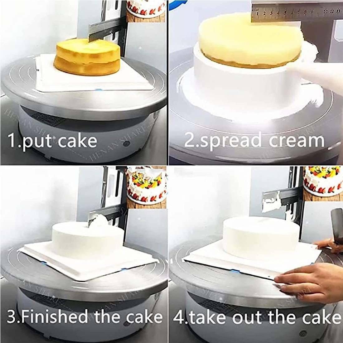 ケーキコーティングスムージングスクレーピングマシン、4-12インチケーキバタークリームスプレッドマシン、電気ケーキアイシングマシン_画像7