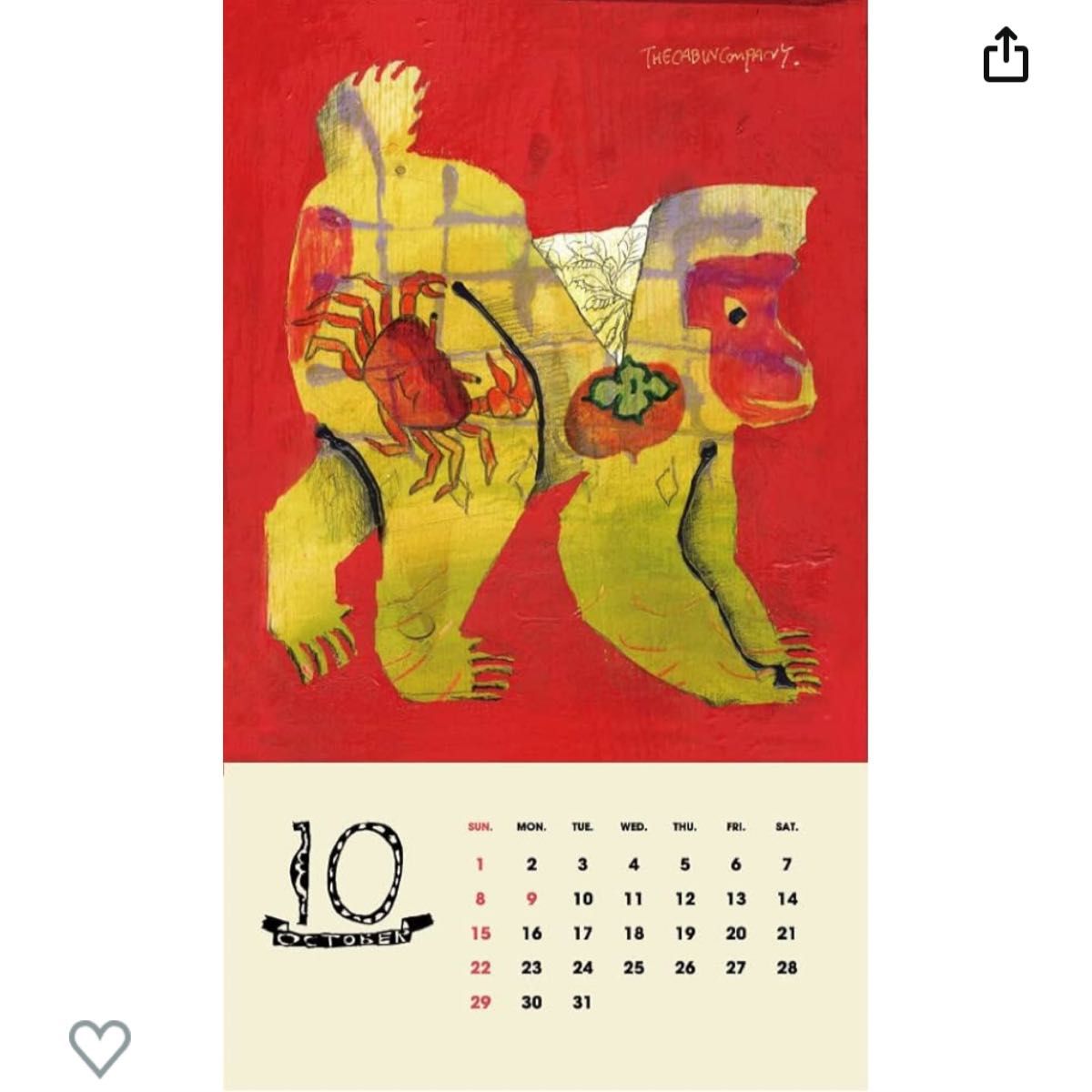ザ・キャビンカンパニー カレンダー 2023 色材の生き物たち　the animals 阿部健太朗 吉岡紗希