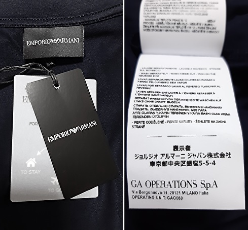 [新品] EMPORIO ARMANI　定番無地のロゴパッチ付き【メンズ・ジャージ半袖Tシャツ】◆2023-24年秋冬モデル　サイズ：XL(52相当)　◆色：紺_画像9